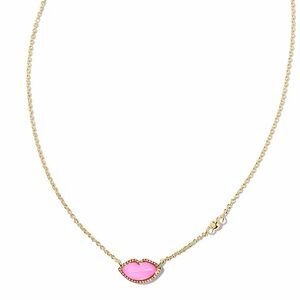 Kendra Scott Lips Gold Pendant Necklace in Hot Pink Mother-of-Pearl